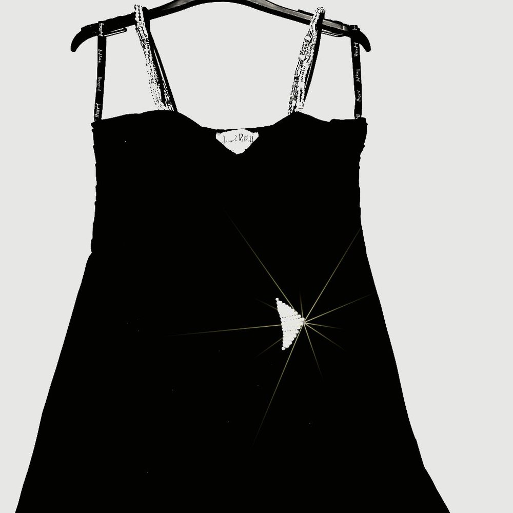 DESIGNER JOSEPH RIBKOFF - BLACK SPAGHETTI STRAPS TUNIC TOP/MINI DRESS
